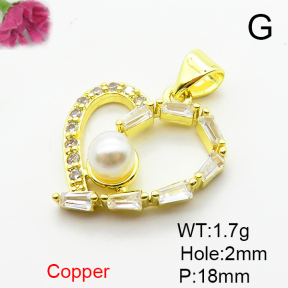 Fashion Copper Pendant  Cubic Zirconia & Plastic Imitation Pearls  XFPC06478aajl-L024