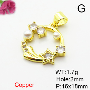 Fashion Copper Pendant  Cubic Zirconia & Plastic Imitation Pearls  XFPC06481aajl-L024