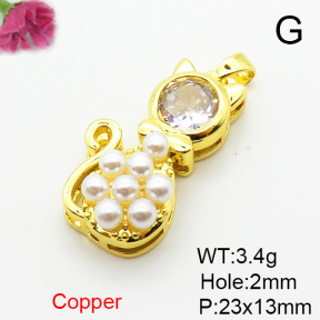Fashion Copper Pendant  Cubic Zirconia & Plastic Imitation Pearls  XFPC06484aajl-L024