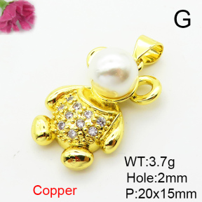 Fashion Copper Pendant  Micro Pave Cubic Zirconia & Plastic Imitation Pearls  XFPC06487aajl-L024