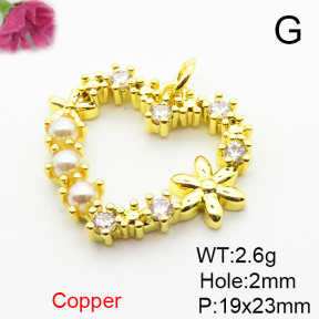 Fashion Copper Pendant  Micro Pave Cubic Zirconia & Plastic Imitation Pearls  XFPC06496aajl-L024