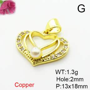 Fashion Copper Pendant  Micro Pave Cubic Zirconia & Plastic Imitation Pearls  XFPC06514aajl-L024