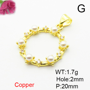 Fashion Copper Pendant  Micro Pave Cubic Zirconia & Plastic Imitation Pearls  XFPC06532aajl-L024