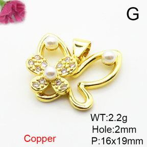 Fashion Copper Pendant  Micro Pave Cubic Zirconia & Plastic Imitation Pearls  XFPC06535aajl-L024