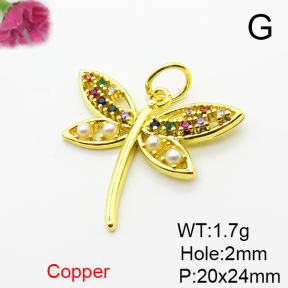 Fashion Copper Pendant  Micro Pave Cubic Zirconia & Plastic Imitation Pearls  XFPC06538aajl-L024