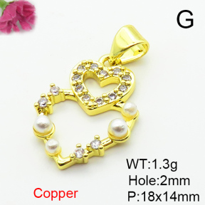 Fashion Copper Pendant  Micro Pave Cubic Zirconia & Plastic Imitation Pearls  XFPC06541aajl-L024