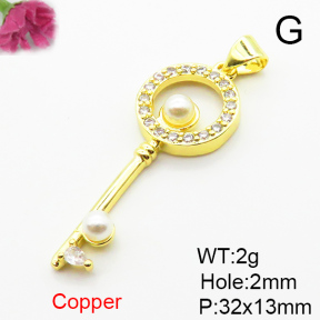 Fashion Copper Pendant  Micro Pave Cubic Zirconia & Plastic Imitation Pearls  XFPC06544aajl-L024