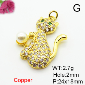 Fashion Copper Pendant  Micro Pave Cubic Zirconia & Plastic Imitation Pearls  XFPC06556baka-L024
