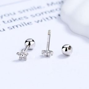 925 Silver Earrings  Weight:1.01g  4.3mm  JE1761bhji-Y06  A-43-10