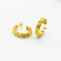 Stainless Steel Earrings  Handmade Polished  Half Hoop  PVD Vacuum Plating Gold  Weight:11.7g  E:26mm  GEE000801bhia-066