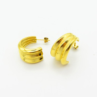 Stainless Steel Earrings  Handmade Polished  Half Hoop  PVD Vacuum Plating Gold  Weight:13.2g  E:24mm  GEE000803bhva-066