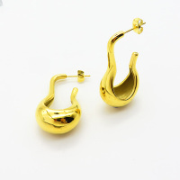 Stainless Steel Earrings  Handmade Polished  Figure Eight  PVD Vacuum Plating Gold  Weight:13.8g  E:37x20mm  GEE000804bhia-066