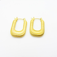 Stainless Steel Earrings  Handmade Polished  U Shape  PVD Vacuum Plating Gold  Weight:14.6g  E:28x20mm  GEE000805vhkb-066