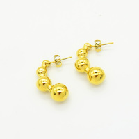 Stainless Steel Earrings  Handmade Polished  Irregular Ball String  PVD Vacuum Plating Gold  Weight:13.4g  E:26x9mm  GEE000809bhva-066