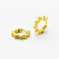 Stainless Steel Earrings  Handmade Polished  Gear  PVD Vacuum Plating Gold  Weight:3.9g  E:16mm  GEE000815bhia-066