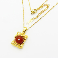 Stainless Steel Necklace  Agate & Czech Stones,Handmade Polished  Rectangle,Ball  PVD Vacuum Plating Gold  Weight:10.5g  P:19x15mm L:1.4x410+50mm(T)  GEN000868bhva-066