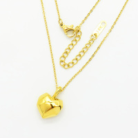 Stainless Steel Necklace  Handmade Polished  Heart  PVD Vacuum Plating Gold  Weight:6.5g  P:13mm L:1.4x410mm+50mm(T)  GEN000873vbpb-066