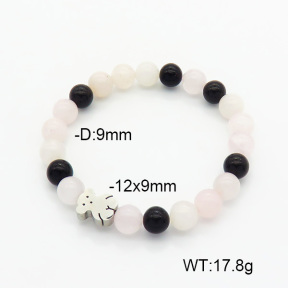 SS Bear Bracelets  Rose Quartz & Obsidian  TB6001172vbpb-908