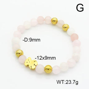 SS Bear Bracelets  Rose Quartz  TB6001173bhbl-908