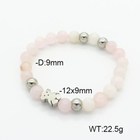 SS Bear Bracelets  Rose Quartz  TB6001174bvpl-908