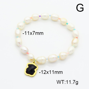 SS Bear Bracelets  Cultured Freshwater Pearls & Glass Beads  TB6001186bhva-908