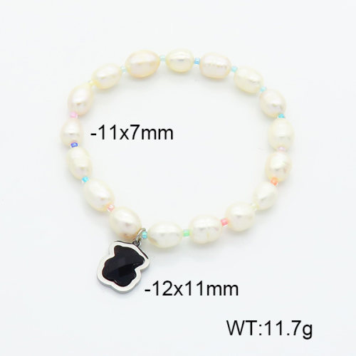 SS Bear Bracelets  Cultured Freshwater Pearls & Glass Beads  TB6001187bvpl-908