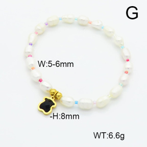 SS Bear Bracelets  Cultured Freshwater Pearls & Glass Beads  TB6001190bvpl-908