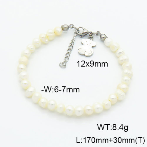 SS Bear Bracelets  Cultured Freshwater Pearls  TB6001206vhkl-908