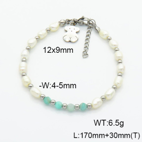 SS Bear Bracelets  Amazonite & Cultured Freshwater Pearls  TB6001208vhkl-908