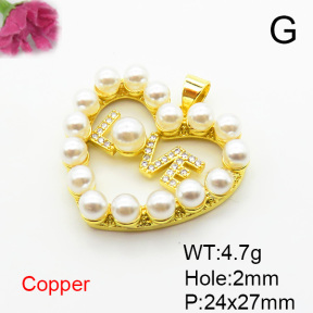 Fashion Copper Pendant  Micro Pave Cubic Zirconia & Plastic Imitation Pearls  XFPC06627aakl-L002