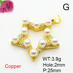 Fashion Copper Pendant  Micro Pave Cubic Zirconia & Plastic Imitation Pearls  XFPC06630aakl-L002