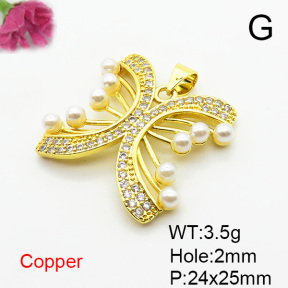 Fashion Copper Pendant  Micro Pave Cubic Zirconia & Plastic Imitation Pearls  XFPC06633aakl-L002