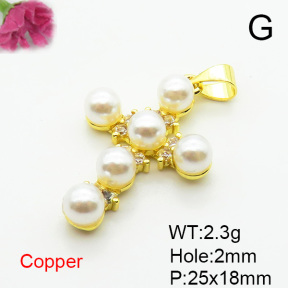 Fashion Copper Pendant  Micro Pave Cubic Zirconia & Plastic Imitation Pearls  XFPC06636aajl-L002