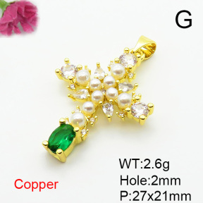 Fashion Copper Pendant  Micro Pave Cubic Zirconia & Plastic Imitation Pearls  XFPC06642aakl-L002