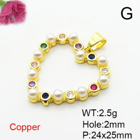 Fashion Copper Pendant  Micro Pave Cubic Zirconia & Plastic Imitation Pearls  XFPC06645aajl-L002