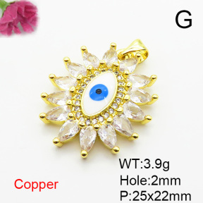 Fashion Copper Pendant  Cubic Zirconia & Enamel  XFPC06657ablb-L002