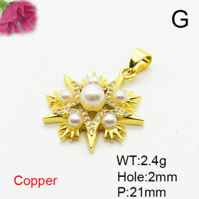 Fashion Copper Pendant  Micro Pave Cubic Zirconia & Plastic Imitation Pearls  XFPC06666baka-L002