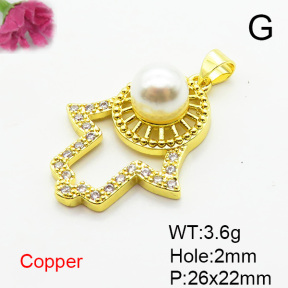 Fashion Copper Pendant  Micro Pave Cubic Zirconia & Plastic Imitation Pearls  XFPC06669aajl-L002