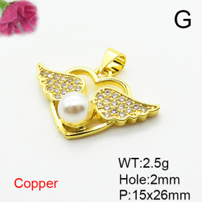 Fashion Copper Pendant  Micro Pave Cubic Zirconia & Plastic Imitation Pearls  XFPC06675aajl-L002