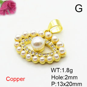 Fashion Copper Pendant  Micro Pave Cubic Zirconia & Plastic Imitation Pearls  XFPC06678baka-L002