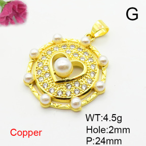 Fashion Copper Pendant  Micro Pave Cubic Zirconia & Plastic Imitation Pearls  XFPC06681baka-L002