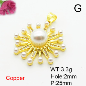 Fashion Copper Pendant  Micro Pave Cubic Zirconia & Plastic Imitation Pearls  XFPC06687aakl-L002