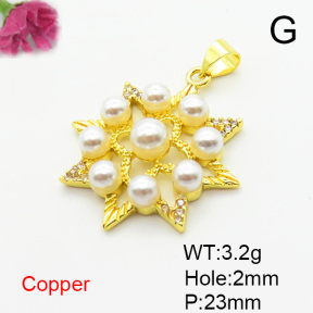 Fashion Copper Pendant  Micro Pave Cubic Zirconia & Plastic Imitation Pearls  XFPC06693baka-L002