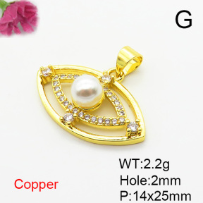 Fashion Copper Pendant  Micro Pave Cubic Zirconia & Plastic Imitation Pearls  XFPC06696baka-L002