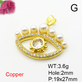 Fashion Copper Pendant  Micro Pave Cubic Zirconia & Plastic Imitation Pearls  XFPC06702aakl-L002