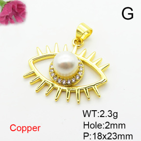 Fashion Copper Pendant  Micro Pave Cubic Zirconia & Plastic Imitation Pearls  XFPC06711aajl-L002