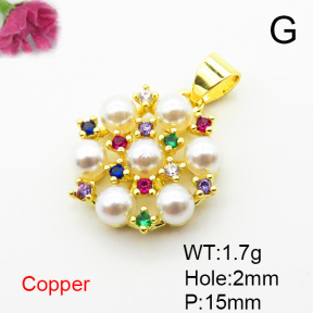 Fashion Copper Pendant  Micro Pave Cubic Zirconia & Plastic Imitation Pearls  XFPC06714aajl-L002