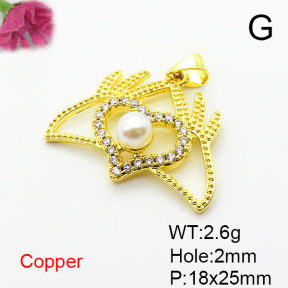 Fashion Copper Pendant  Micro Pave Cubic Zirconia & Plastic Imitation Pearls  XFPC06717aajl-L002