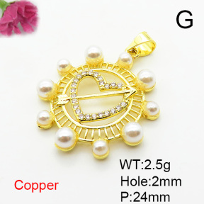 Fashion Copper Pendant  Micro Pave Cubic Zirconia & Plastic Imitation Pearls  XFPC06720baka-L002
