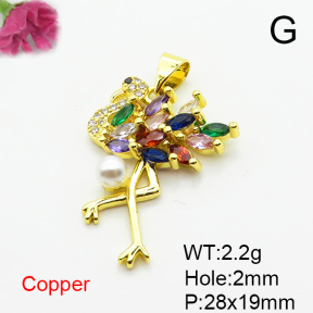 Fashion Copper Pendant  Micro Pave Cubic Zirconia & Plastic Imitation Pearls  XFPC06723aakl-L002